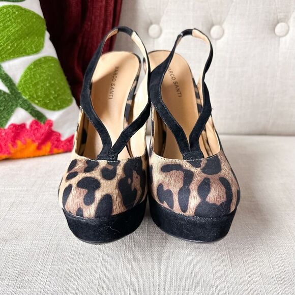 Marco Santi Black Leopard Platform Heels Size 7.5 - Picture 10 of 12